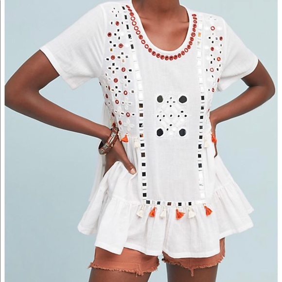 Anthropologie Tops - Anthropologie norblack beaded/mirrored blouse